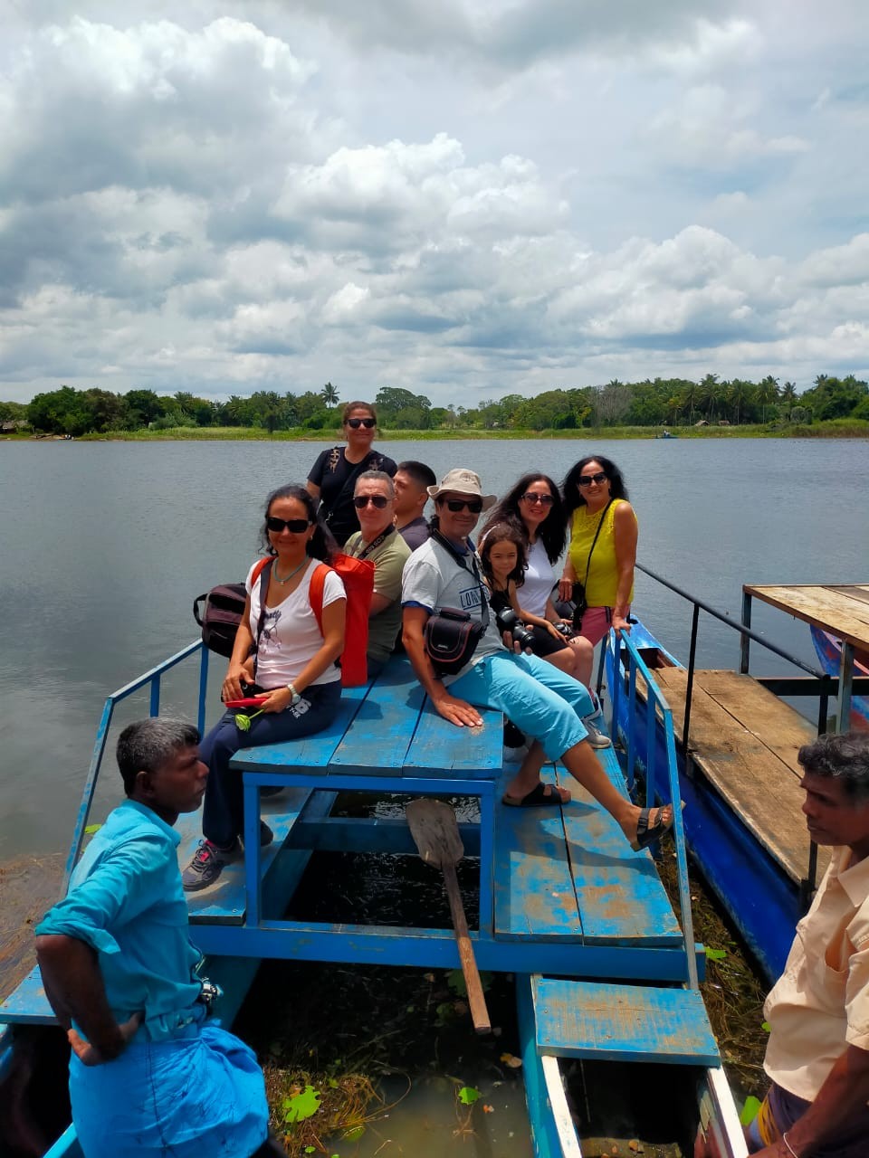 Travellers on a wetland boat ride in Sri Lanka